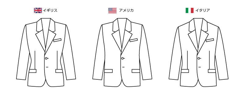 スーツジャケットの特徴（イギリス・アメリカ・イタリア）