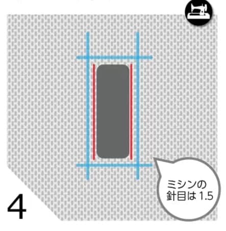 ミシンで穴の近くを補強する