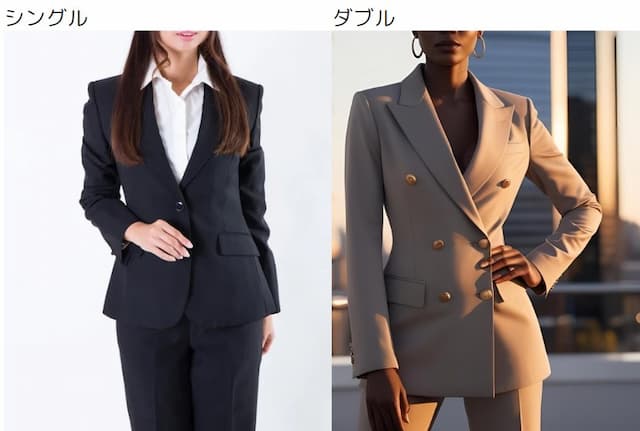 女性用スーツのダブルとシングルの違い