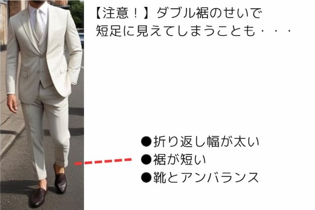 ダブル裾の注意点