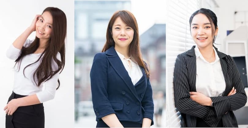 スーツ姿の30代女性3人