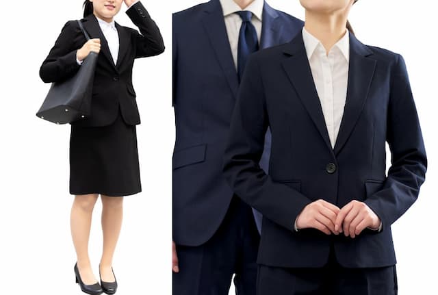 リクルートスーツを着た男女