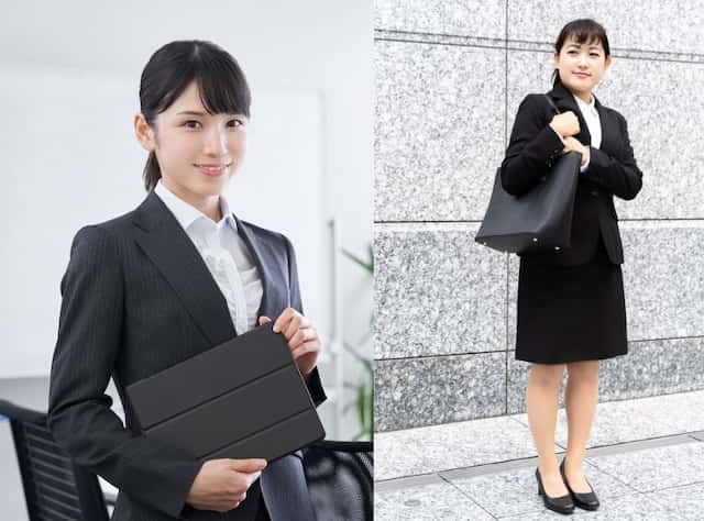 リクルートスーツを着た女性の画像