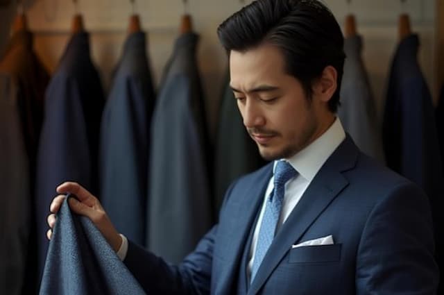 高級スーツ生地は直接見て触れて選びたい