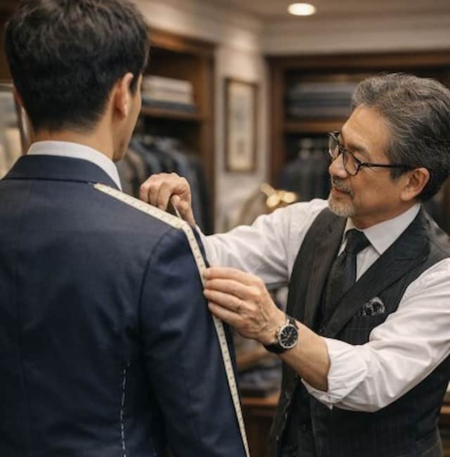 ビスポークの採寸風景