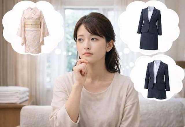 お宮参りの服装で悩むママのイメージ画像