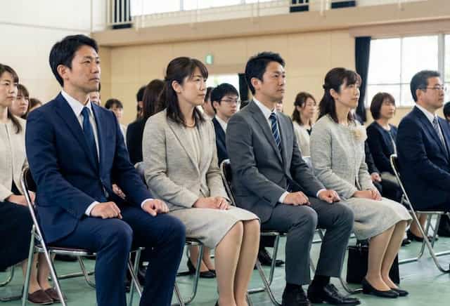 入学式に参加する保護者の様子