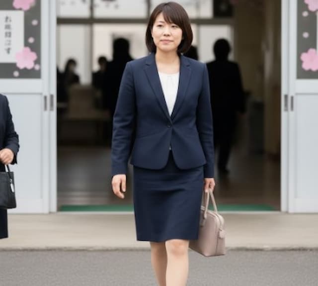 スカート丈が膝上の入学式コーデ