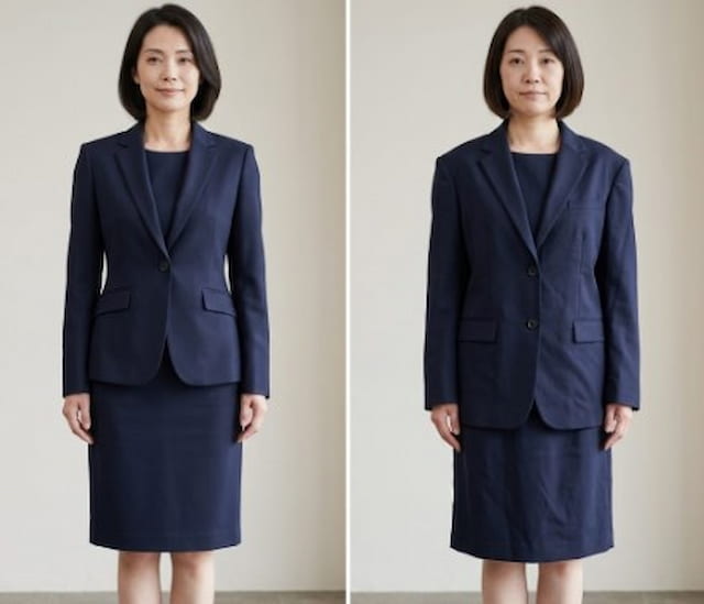 同じスーツを着た女性の比較画像