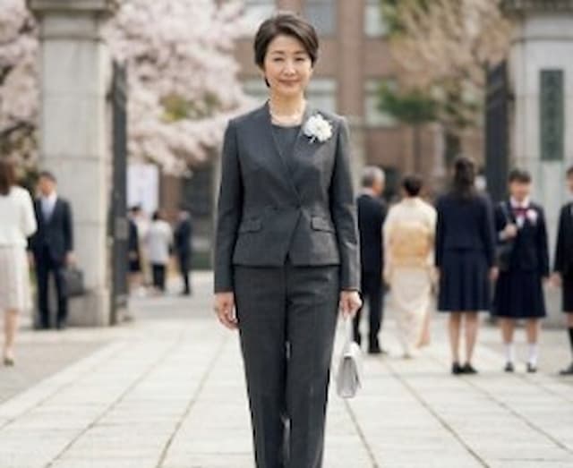 脚が出ないパンツスーツも人気