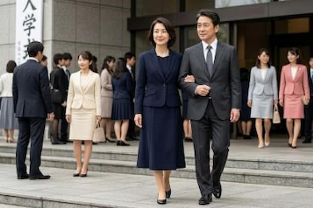 入学式に参加する50代の夫婦