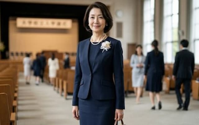スーツを着た上品な50代女性