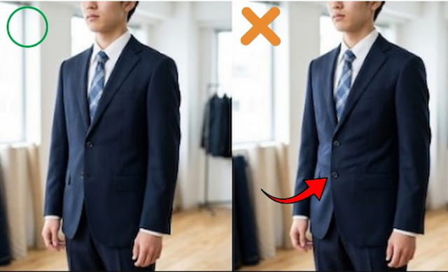 スーツ着用時はアンボタンマナーに沿った着こなしが正解